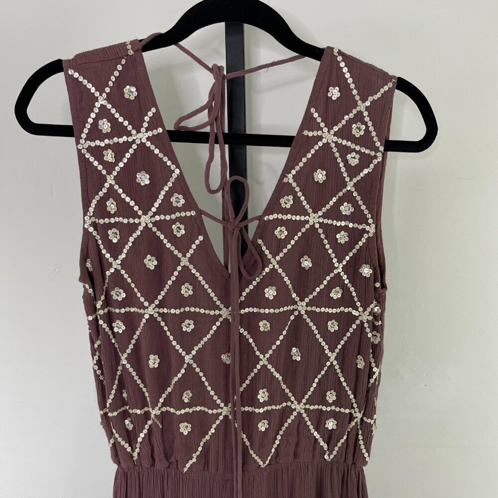 NWT RAGA Chocolate V-Neck Sequin Jumpsuit Various Sizes XS/S/M/L - Picture 5 of 16